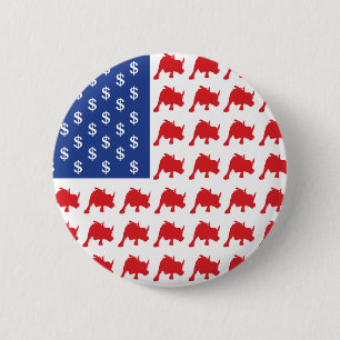 Wall Street Bull Market American Flag 6 Cm Round Badge