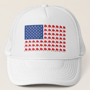 Wall Street Bull Market American Flag Trucker Hat