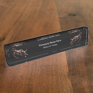 Wall Street Bull Market Stock Broker Nameplate