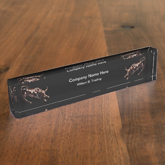 Wall Street Bull Market Stock Broker Nameplate (Side)