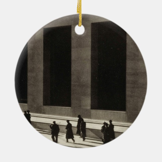 Wall Street (by Paul Strand, 1915) Ceramic Tree Decoration (Back)