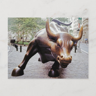 Wall Street Charging Bull Postcard