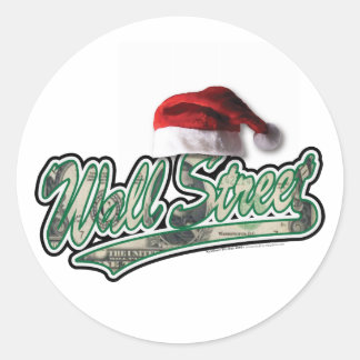 Wall Street Christmas with a Santa Hat Classic Round Sticker