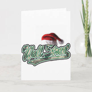 Wall Street Christmas with a Santa Hat Holiday Card