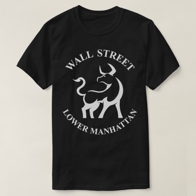 Wall Street New York Lower Manhattan NY State Char T-Shirt (Design Front)