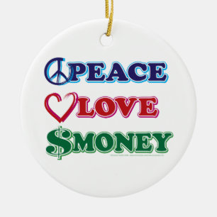 Wall Street/Peace Love Money Ceramic Tree Decoration