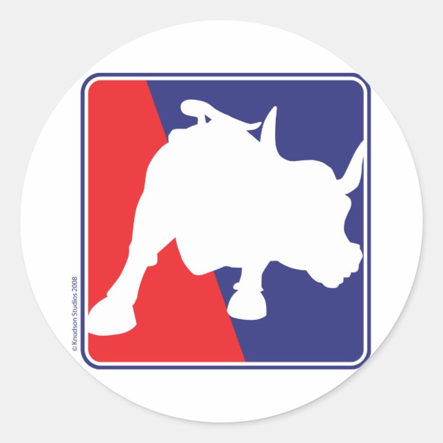 Wall Street Red White and Blue Bull Classic Round Sticker (Front)