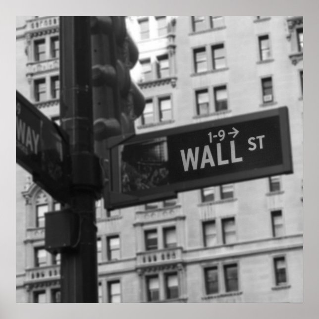 Wall Street Sign Black and White Photography (Front)
