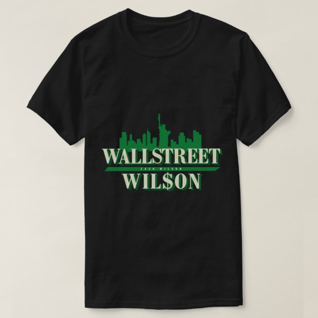 Wall Street Zach Wilson Jets   T-Shirt (Design Front)
