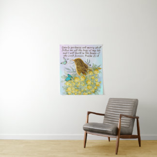 Wall tapestry art with a bible verse on creation