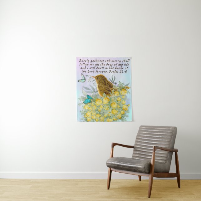 Wall tapestry art with a bible verse on creation  (In Situ)