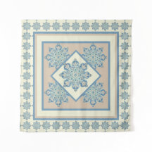 Wall Tapestry Medallions, light blue and cream