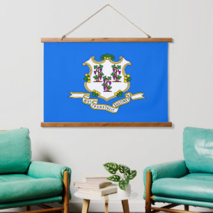 Wall tapestry with flag of Connecticut, U.S.A.