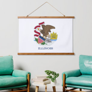 Wall tapestry with flag of Illinois, U.S.A.