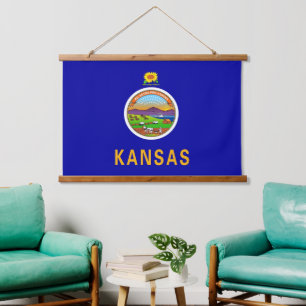 Wall tapestry with flag of Kansas, U.S.A.