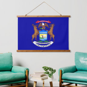 Wall tapestry with flag of Michigan, U.S.A.