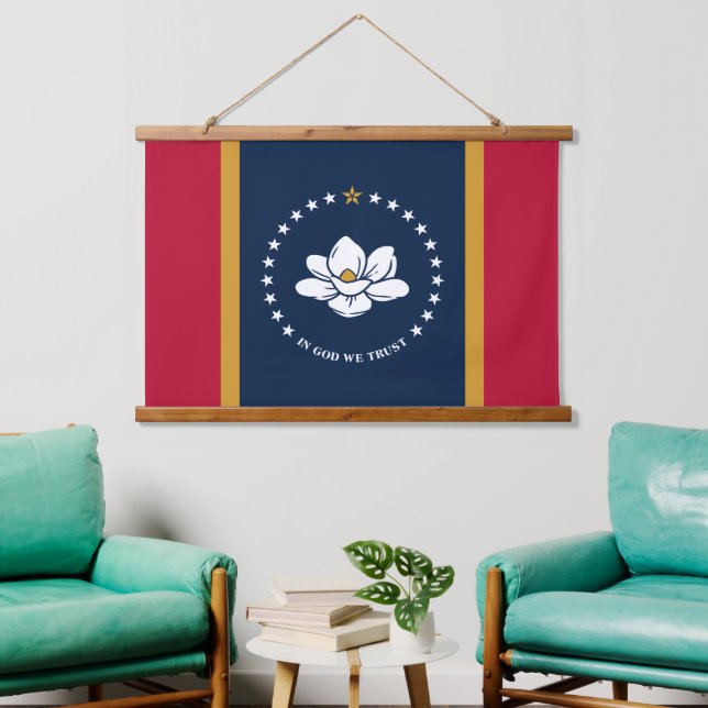 Wall Tapestry with flag of Mississippi State, USA (Living Room)