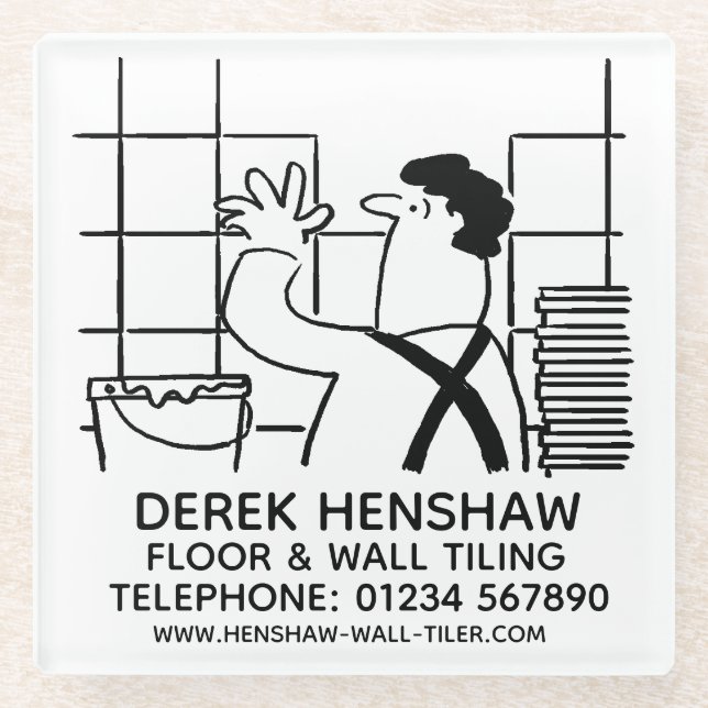Wall Tiler or Wall Tiling Glass Coaster (Front)