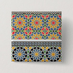 Wall tiles from the mihrab of the Mosque of Cheykh 15 Cm Square Badge