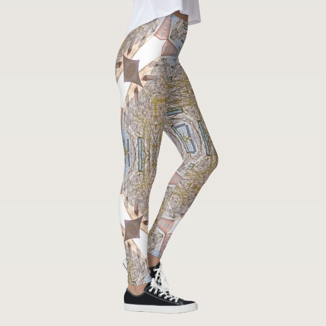 Wall Vines Tan Geometric Leggings (Right)