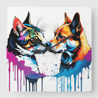 Wall watches, Dogs and Cats Square Wall Clock