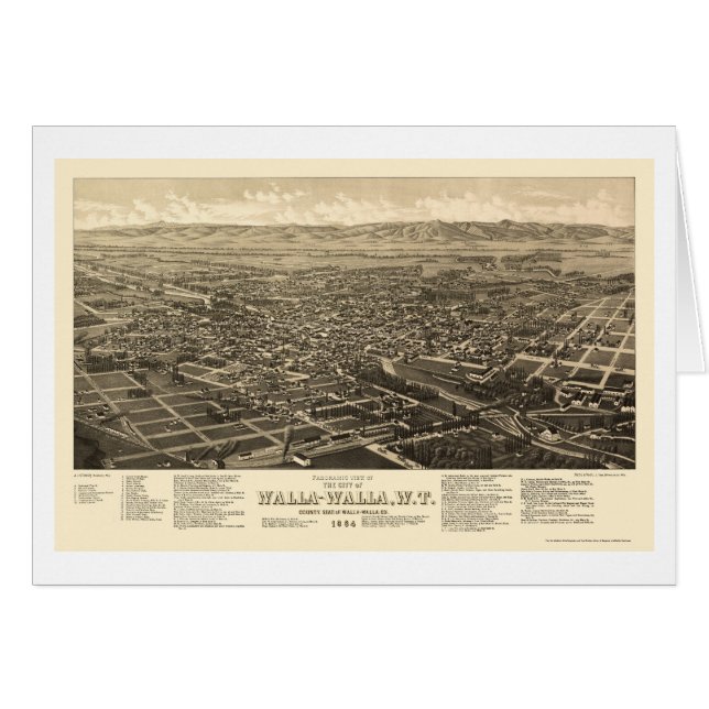 Walla Walla, WA Panoramic Map - 1884 (Front Horizontal)