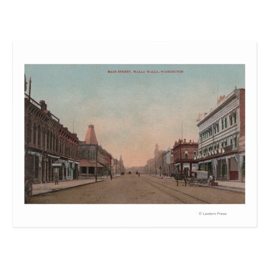 Walla Walla, WA - View of Main St. Postcard