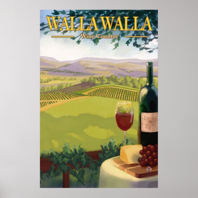 Walla Walla, WA Wine Country - Travel Poster (Front)