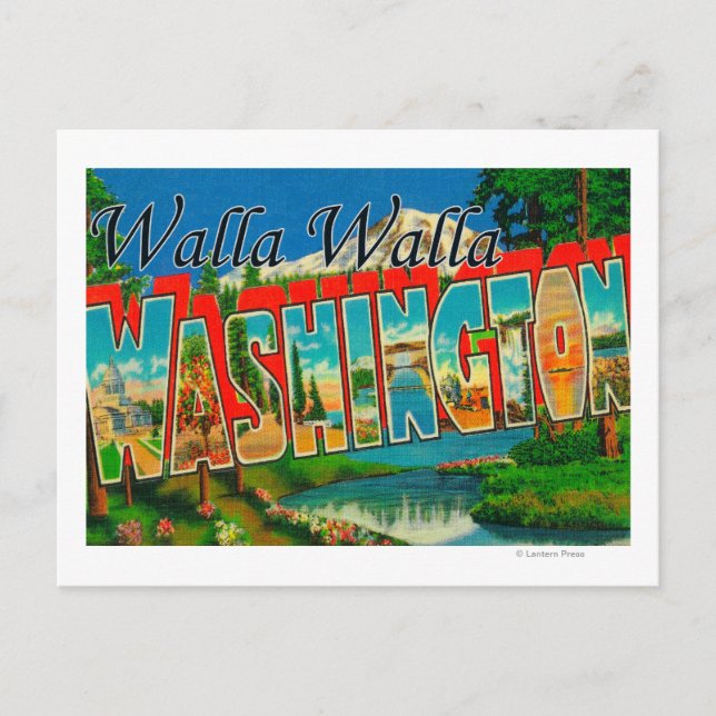 Walla Walla, Washington - Large Letter Scenes Postcard (Front)