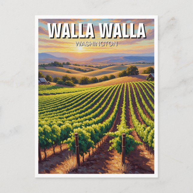 Walla Walla Washington Travel Postcard (Front)