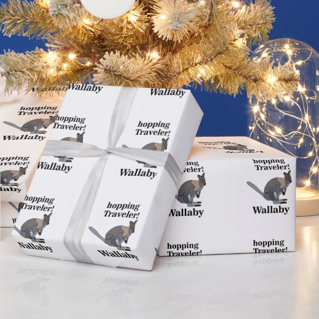 Wallaby Animal Hopping Traveller Wildlife Funny Wrapping Paper (Holidays)
