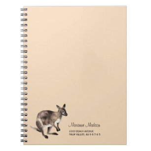 Wallaby painted with watercolor sepia tones notebook