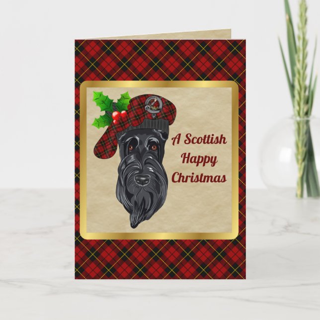 Wallace Badge & Tartan Personalised Xmas Card (Front)