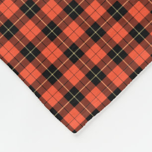 Wallace Clan Ancient Tartan Coral and Black Plaid Fleece Blanket