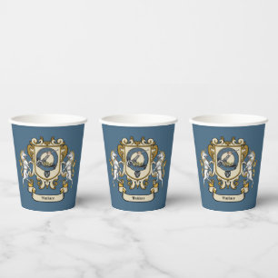 Wallace Clan Badge Blue Personalised Paper Cups