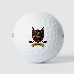 Wallace Clan Badge & Crossed Golf Clubs Golf Balls