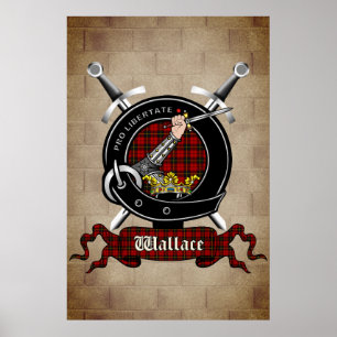 Wallace Clan Badge on Castle Wall Poster 18x24