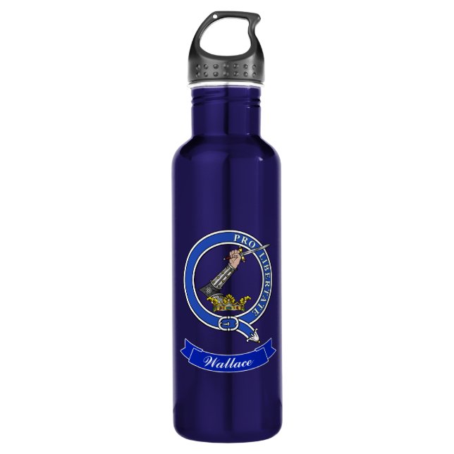 Wallace Clan Badge Personalised 710 Ml Water Bottle (Front)