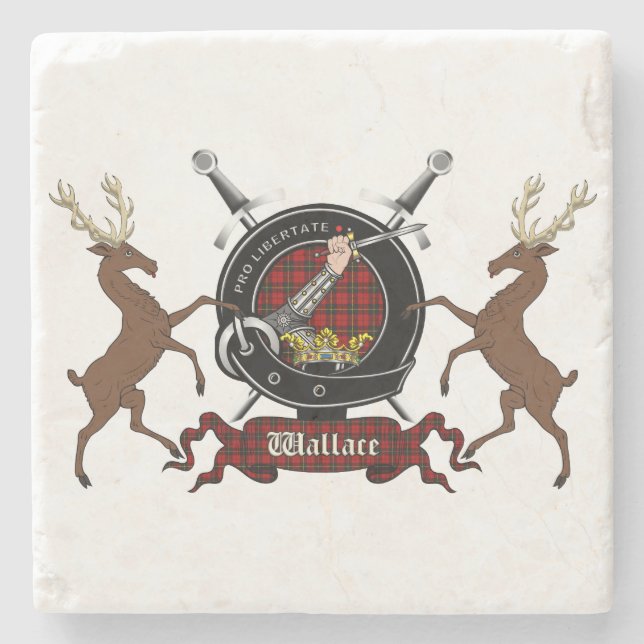 Wallace Clan Badge & Tartan Coasters (Front)