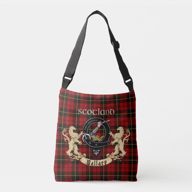 Wallace Clan Badge & Tartan Crossbody Bag (Front)