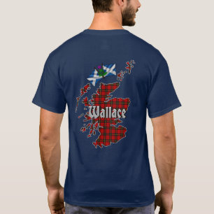 Wallace Clan Badge & Tartan Map of Scotland T-Shirt
