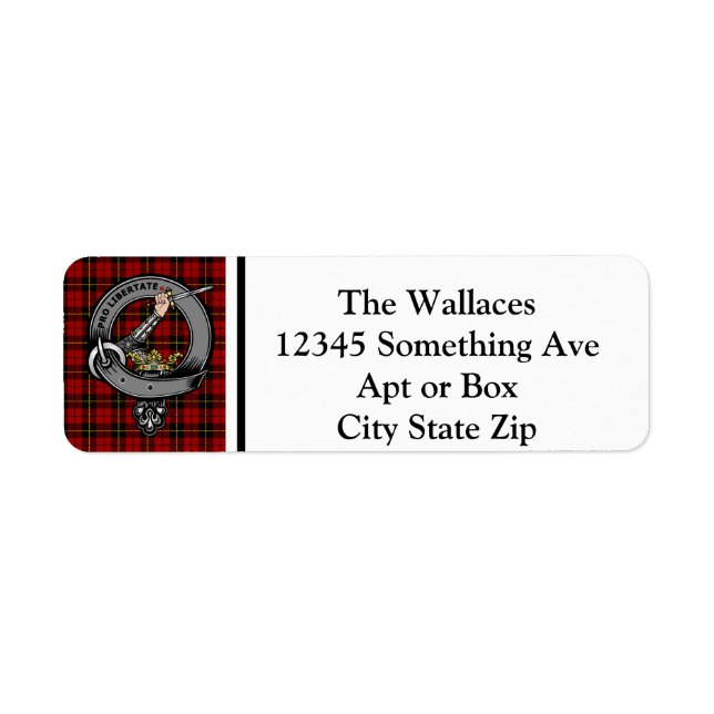 Wallace Clan Badge & Tartan Personalised Labels (Front)