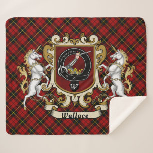 Wallace Clan Badge & Tartan Sherpa Blanket