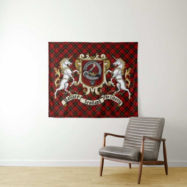Wallace Clan Badge & Tartan Tapestry (In Situ (Horizontal))