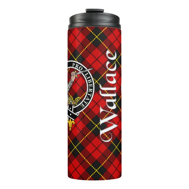Wallace Clan Badge & Tartan Thermal Tumbler (Front)