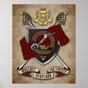 Wallace Clan Badge W/Crossed Swords   Poster