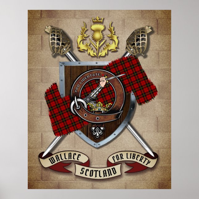 Wallace Clan Badge W/Crossed Swords   Poster (Front)