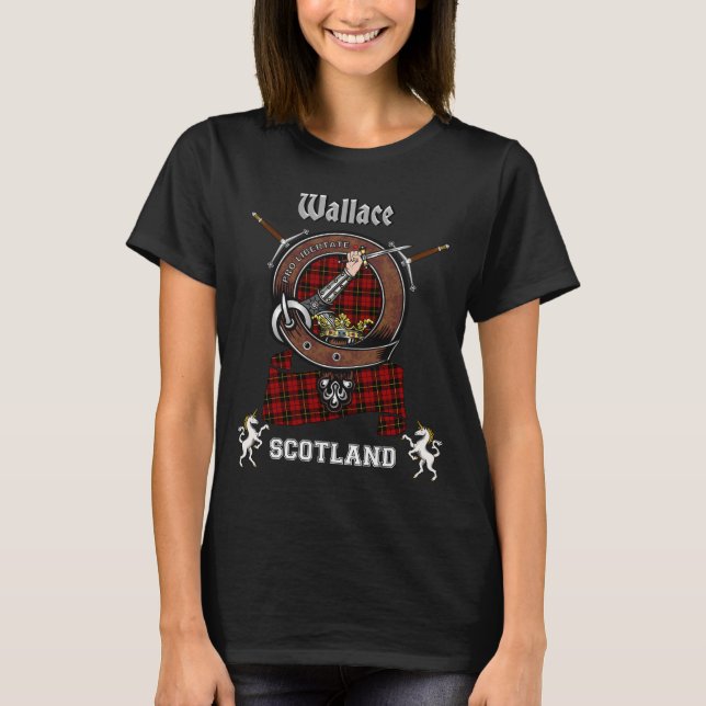 Wallace Clan Badge w/Swords T-Shirt (Front)