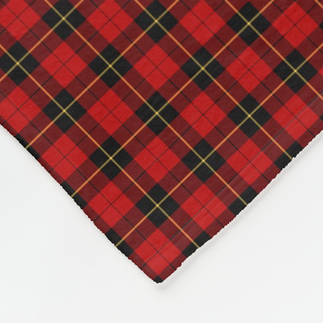 Wallace Clan Classic Red and Black Tartan Fleece Blanket (Corner)
