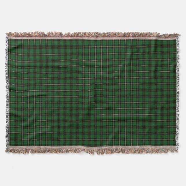 Wallace Clan Hunting Tartan Bright Green Plaid Throw Blanket (Front)